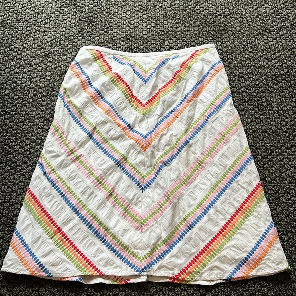 Talbots White Rainbow Chevron Patterned Skirt - image 7